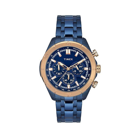 TIMEX Mens 46 mm E-Class Blue Dial Stainless Steel Analogue Watch - TWEG20300
