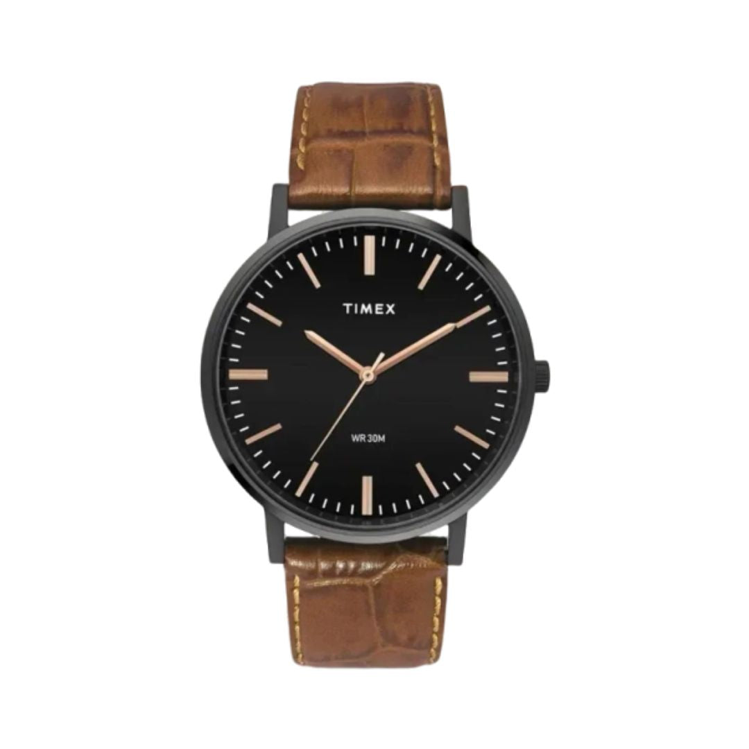 TIMEX TW0TG8004 Men's Black Analog Leather Watch