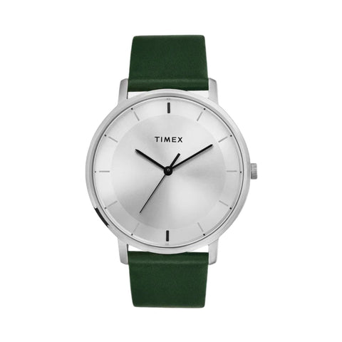 TIMEX TW0TG8013 Men's Silver Analog Leather Watch