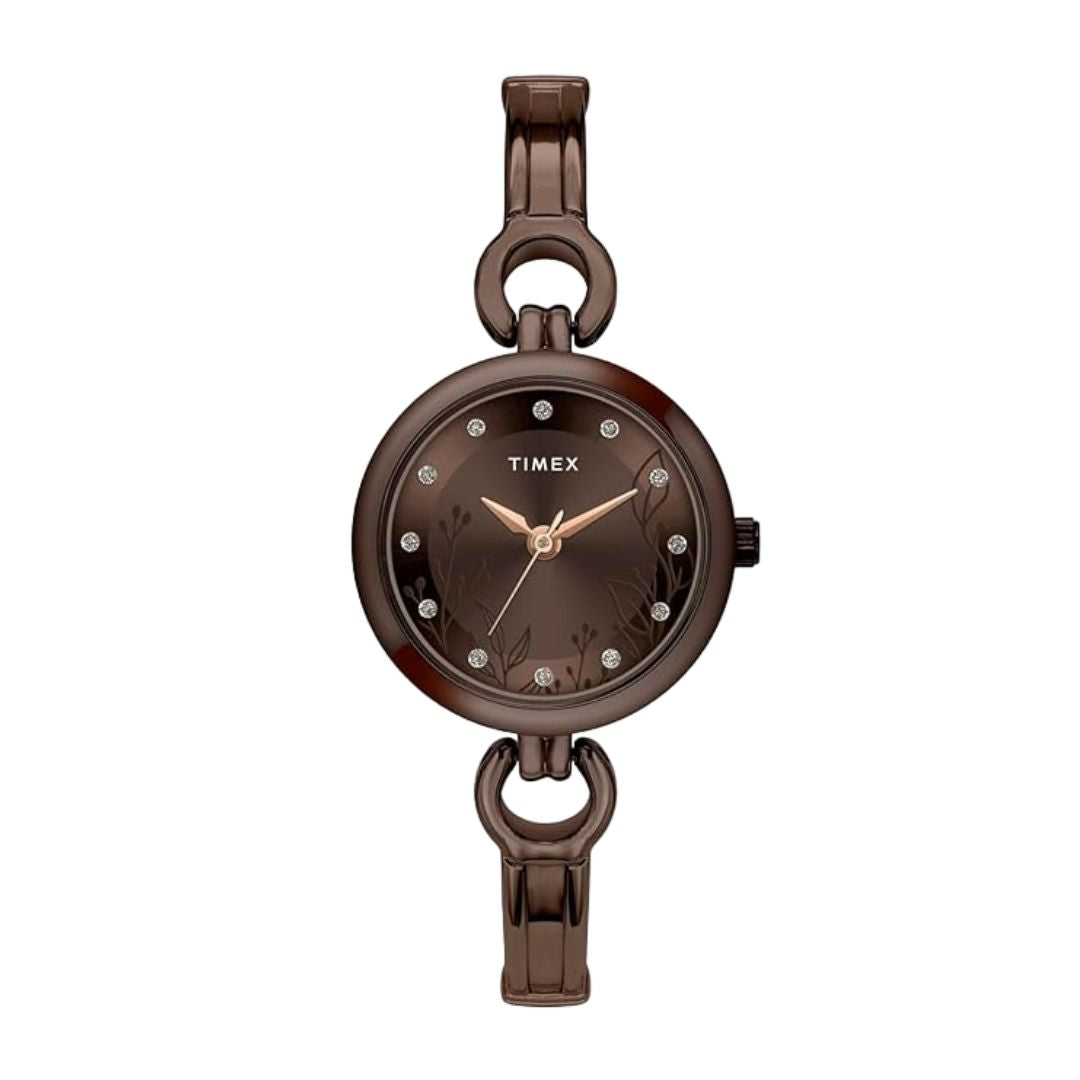 TIMEX TWEL11438 Women Brown Round Analog Brass Dial Watch