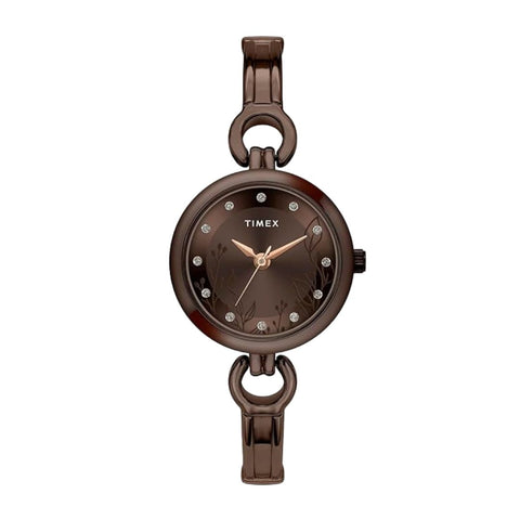 TIMEX TWEL11438 Women Brown Round Analog Brass Dial Watch
