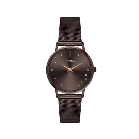 TIMEX TWEL15619 Women Brown Round Dial Analog Watch