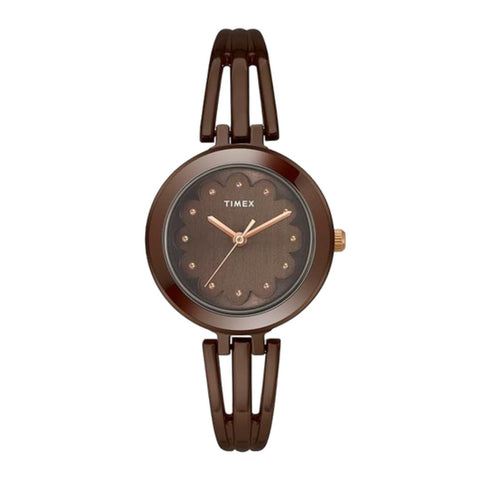 TIMEX TWTL10313 Women Brown Round Analog Brass Dial Watch