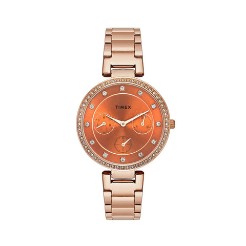 Timex Cosmic Awe Women Multifunction Round Dial Orange Watch - TWEL18701