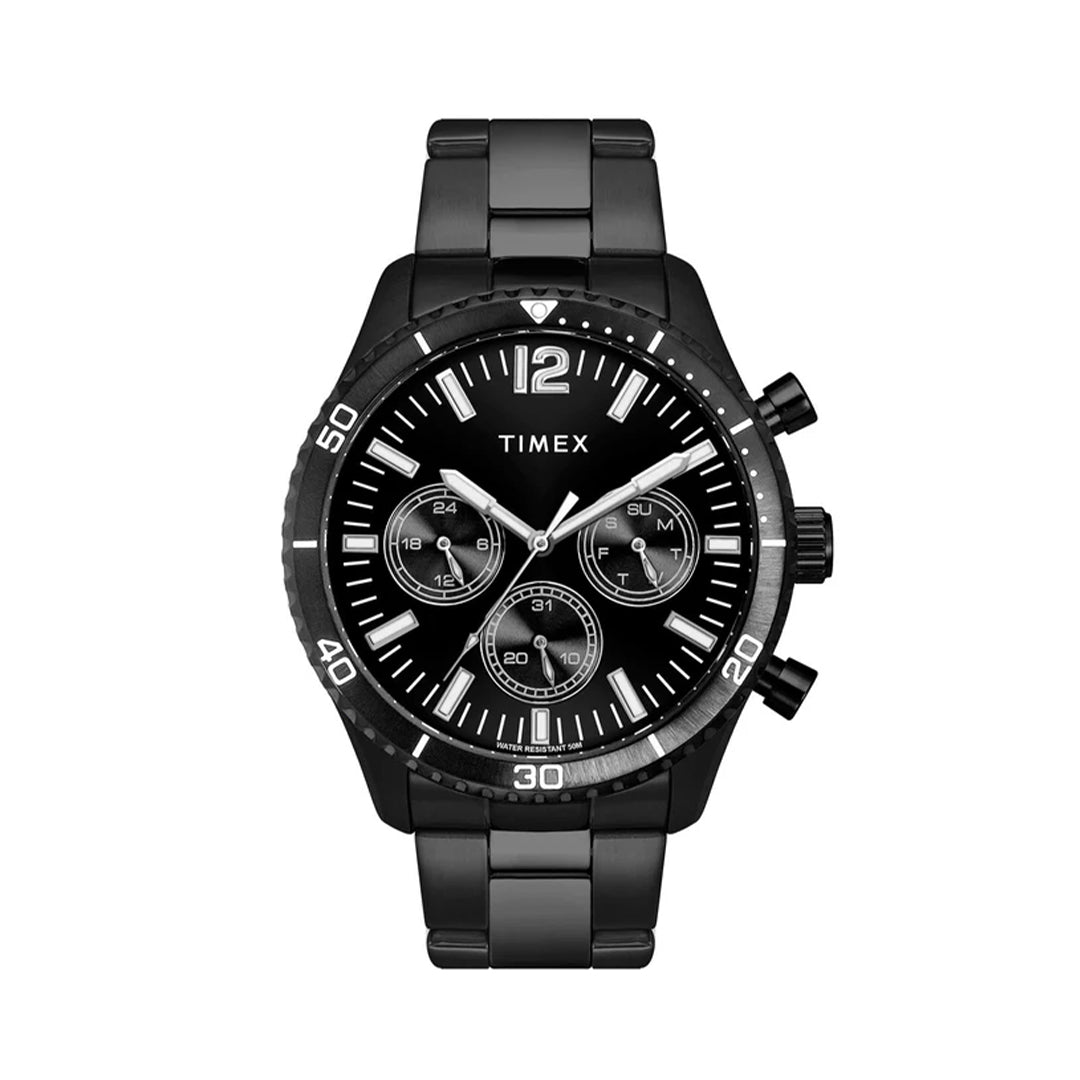 Timex E-Class Premium-Sport Collection Multifunction Men Analog Black Dial Coloured Quartz Watch, Round Dial With 43 Mm Case Width - TWEG22204