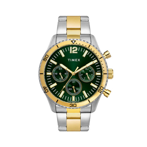 Timex E-Class Premium-Sport Collection Multifunction Men Analog Green Dial Coloured Quartz Watch, Round Dial With 43 Mm Case Width - TWEG22201