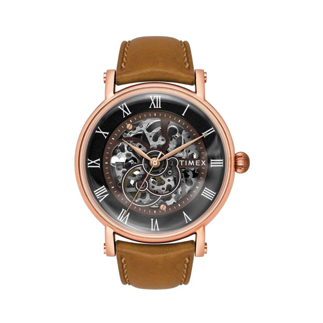 Timex E Class Men's Black Dial Round Case Automatic Function Watch -TWEG16704