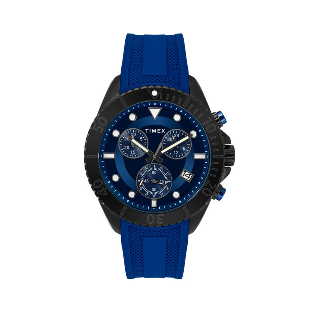 Timex E Class Men's Blue Dial Round Case Chronograph Date Function Watch -TWEG20100