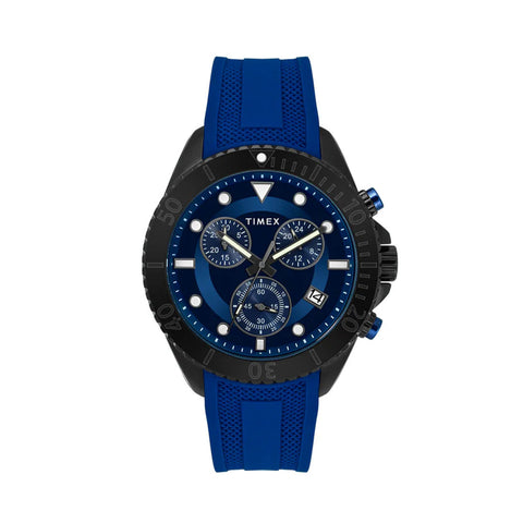 Timex E Class Men's Blue Dial Round Case Chronograph Date Function Watch -TWEG20100