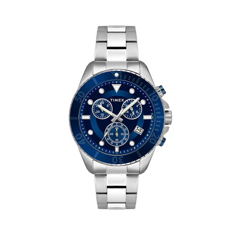 Timex E Class Men's Blue Dial Round Case Chronograph Date Function Watch -TWEG20103