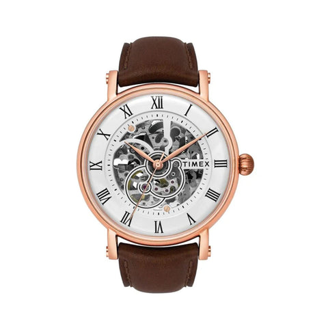 Timex E Class Men's Silver Dial Round Case Automatic Function Watch -TWEG16703