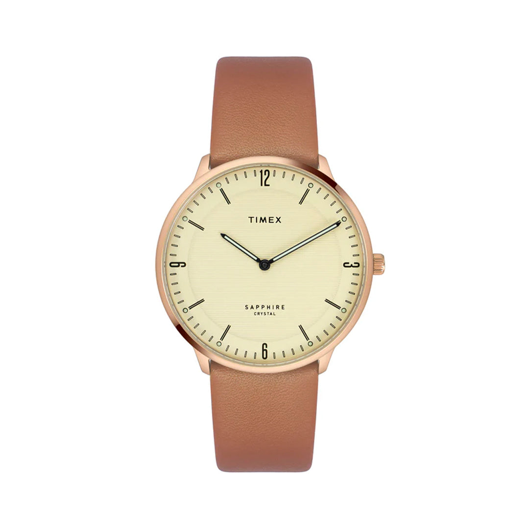 Timex Fashion Men's Beige Dial Round Case 2 Hands Function Watch -TWEG22101