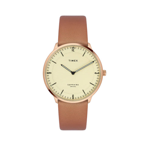 Timex Fashion Men's Beige Dial Round Case 2 Hands Function Watch -TWEG22101