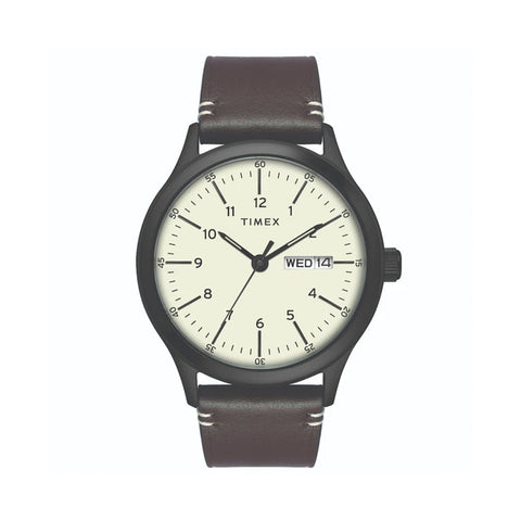 Timex Fashion Men's Beige Dial Round Case Day Date Function Watch -TWEG19702