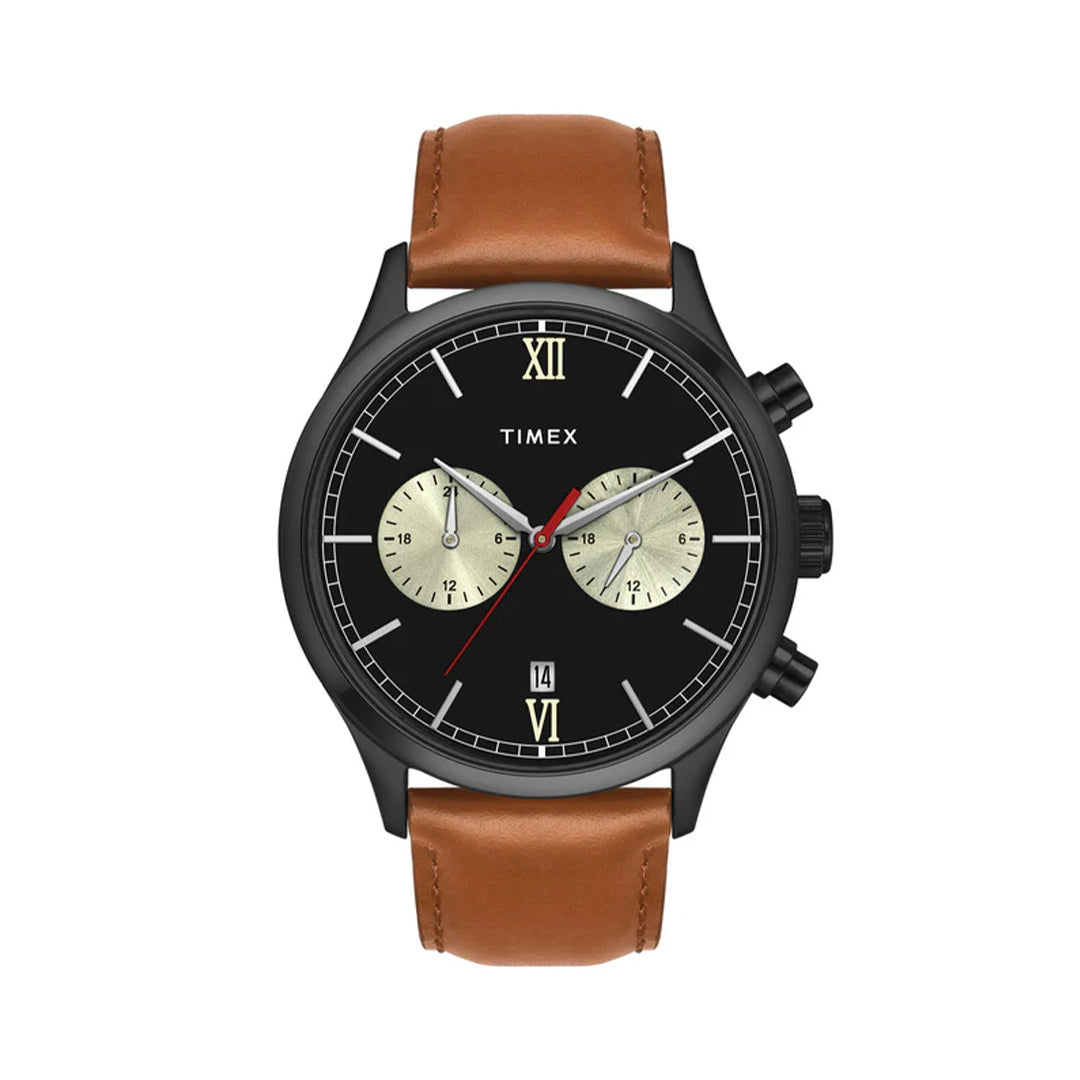 Timex Fashion Men's Black Dial Round Case Dual time Function Watch -TWEG19808