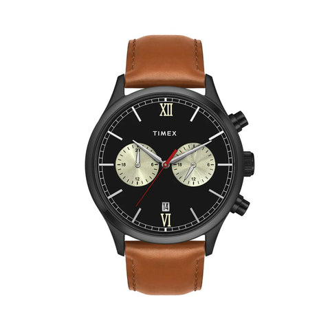 Timex Fashion Men's Black Dial Round Case Dual time Function Watch -TWEG19808