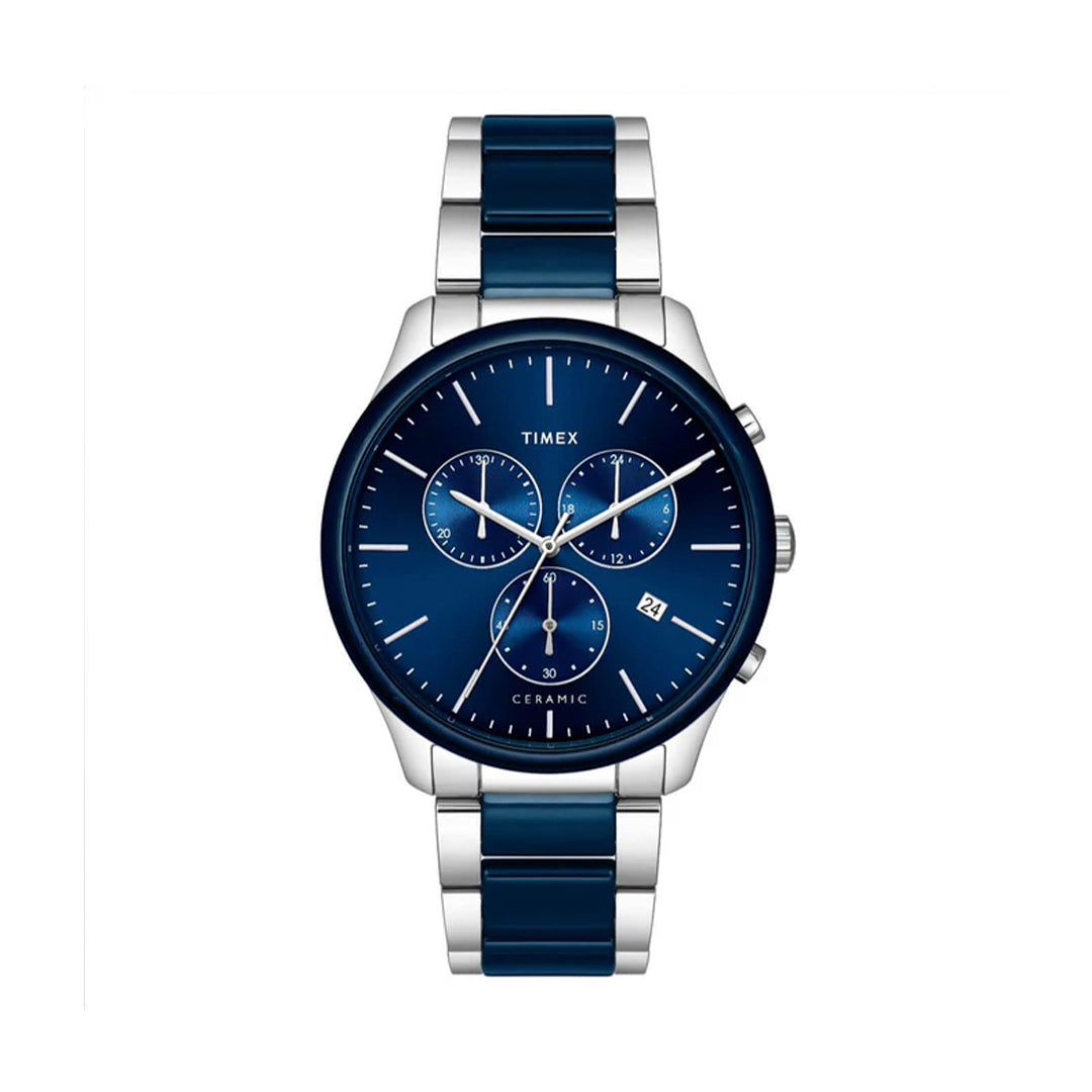Timex Fashion Men's Blue Dial Round Case Chronograph Function Watch -TWEG21701