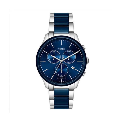 Timex Fashion Men's Blue Dial Round Case Chronograph Function Watch -TWEG21701