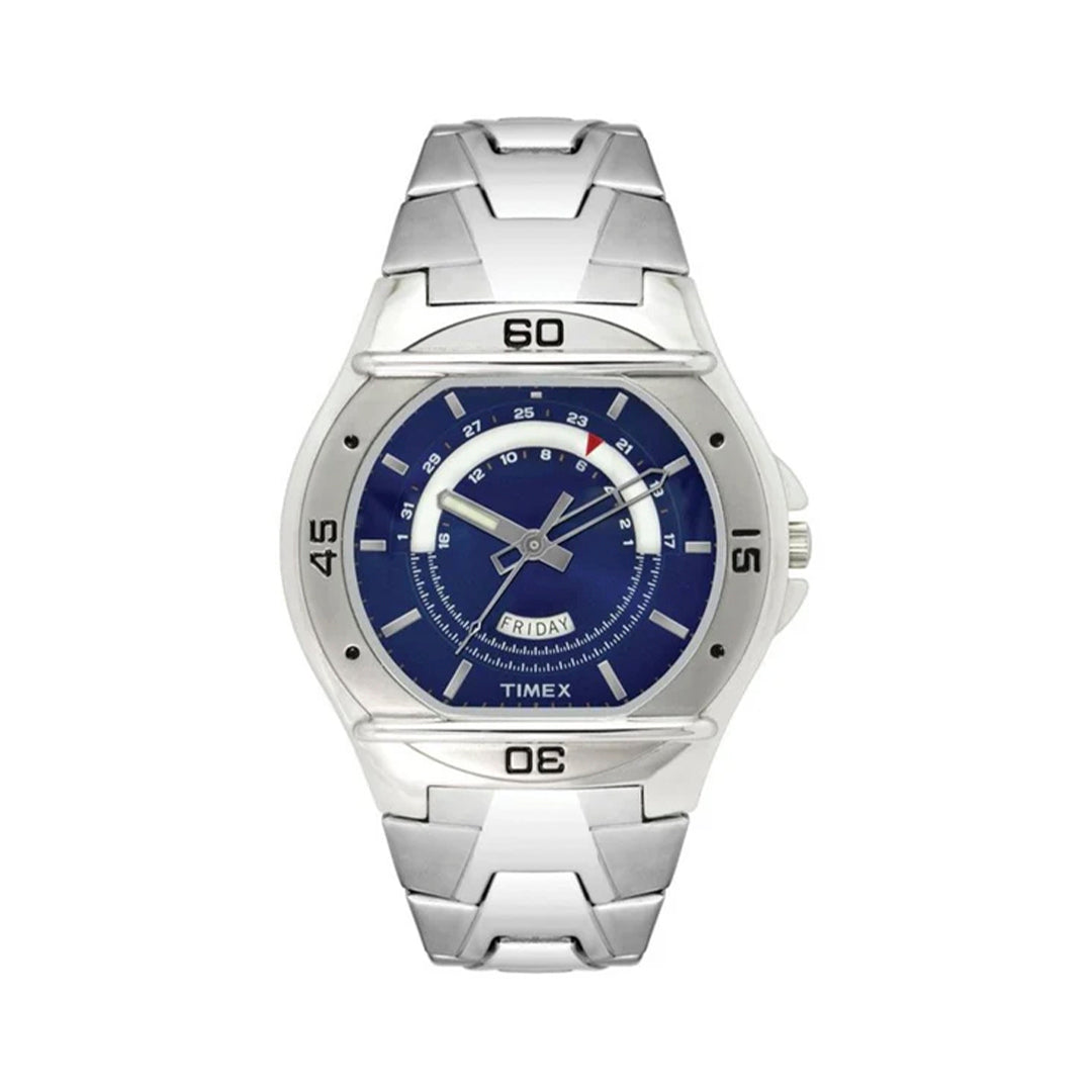 Timex Fashion Men's Quartz Analog Blue Dial Round Case Day Date Function Watch -TW000EL08