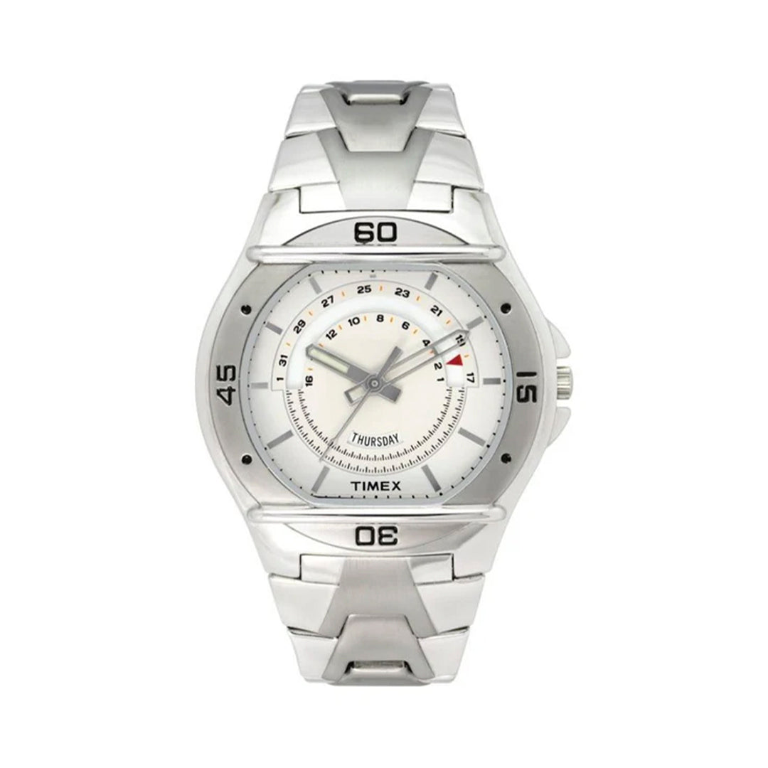 Timex Fashion Men's Quartz Analog Silver Dial Round Case Day Date Function Watch -TW000EL06
