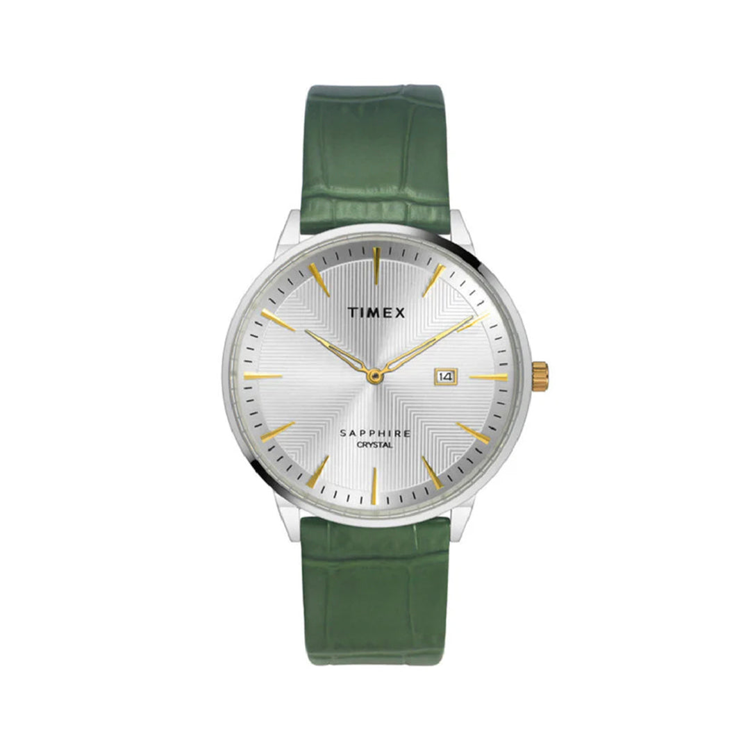 Timex Fashion Men's Silver Dial Round Case 2 Hands+Date Function Watch -TWEG21900