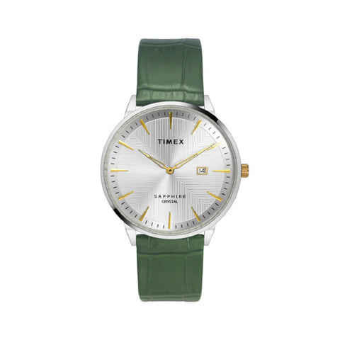 Timex Fashion Men's Silver Dial Round Case 2 Hands+Date Function Watch -TWEG21900