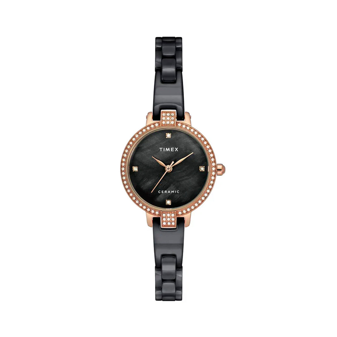 Timex Fashion Women's Mother Of Pearl Dial Round Case 3 Hands Function Watch -TWEL15703