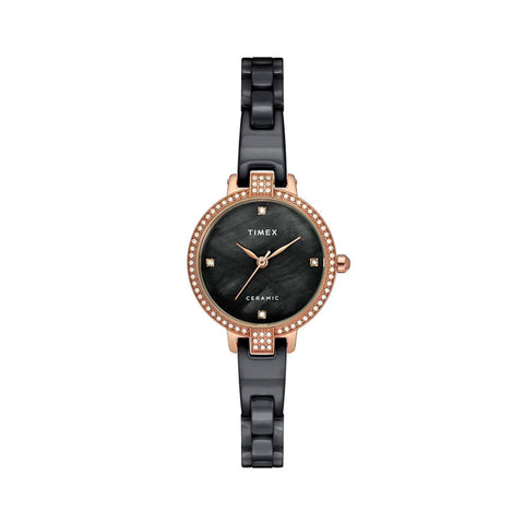 Timex Fashion Women's Mother Of Pearl Dial Round Case 3 Hands Function Watch -TWEL15703