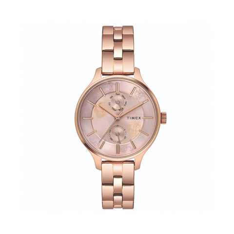 Timex Fashion Women's Pink Dial Round Case Multifunction Function Watch -TWEL14804