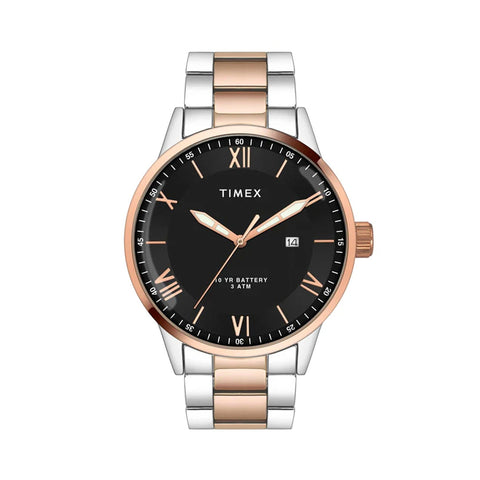 Timex Men Analog Black Round Brass Dial Watch- TWEG19919