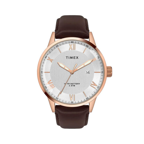 Timex Men Analog Silver Round Brass Dial Watch- TWEG19917