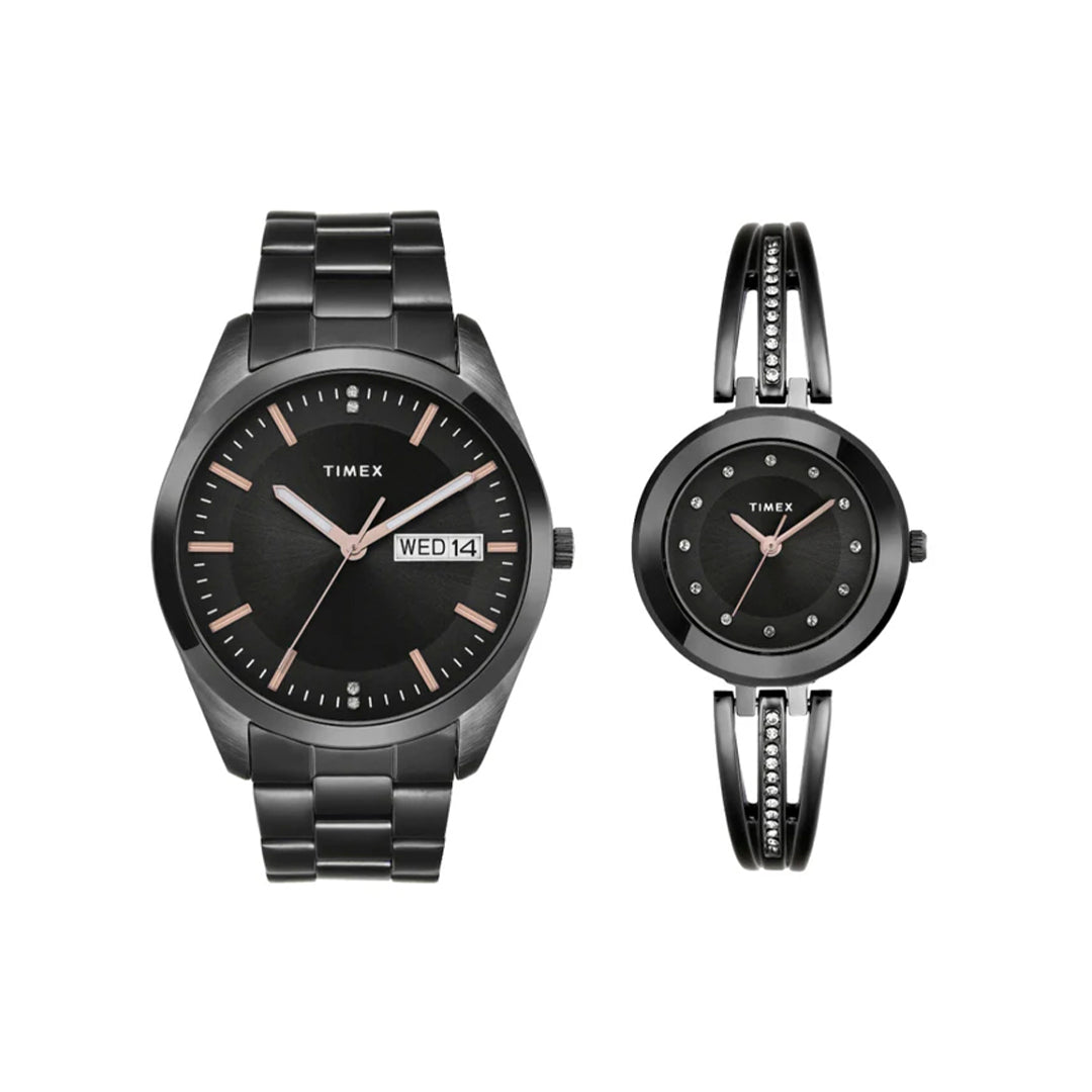 Timex Pairs Black Round Analog Dial Watch- TW00PR310