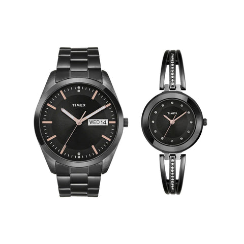 Timex Pairs Black Round Analog Dial Watch- TW00PR310