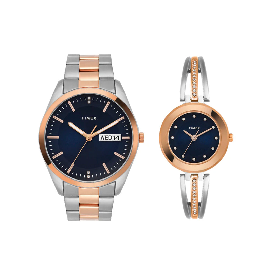 Timex Pairs Blue Round Analog Dial Watch- TW00PR309
