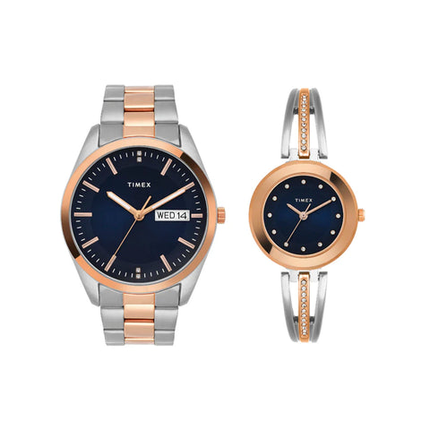 Timex Pairs Blue Round Analog Dial Watch- TW00PR309