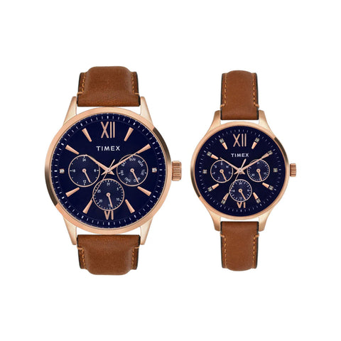 Timex Pairs Blue Round Multifunction Dial Watch- TW00PR302