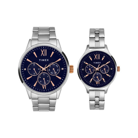 Timex Pairs Blue Round Multifunction Dial Watch- TW00PR305