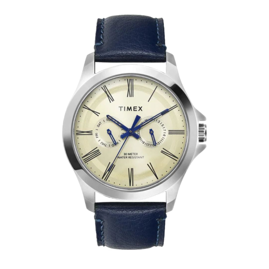 Timex TW000X127 Men Analog Beige Round Brass Dial Watch