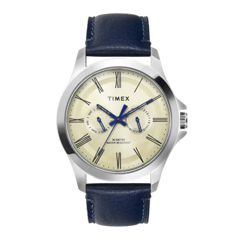 Timex TW000X127 Men Analog Beige Round Brass Dial Watch