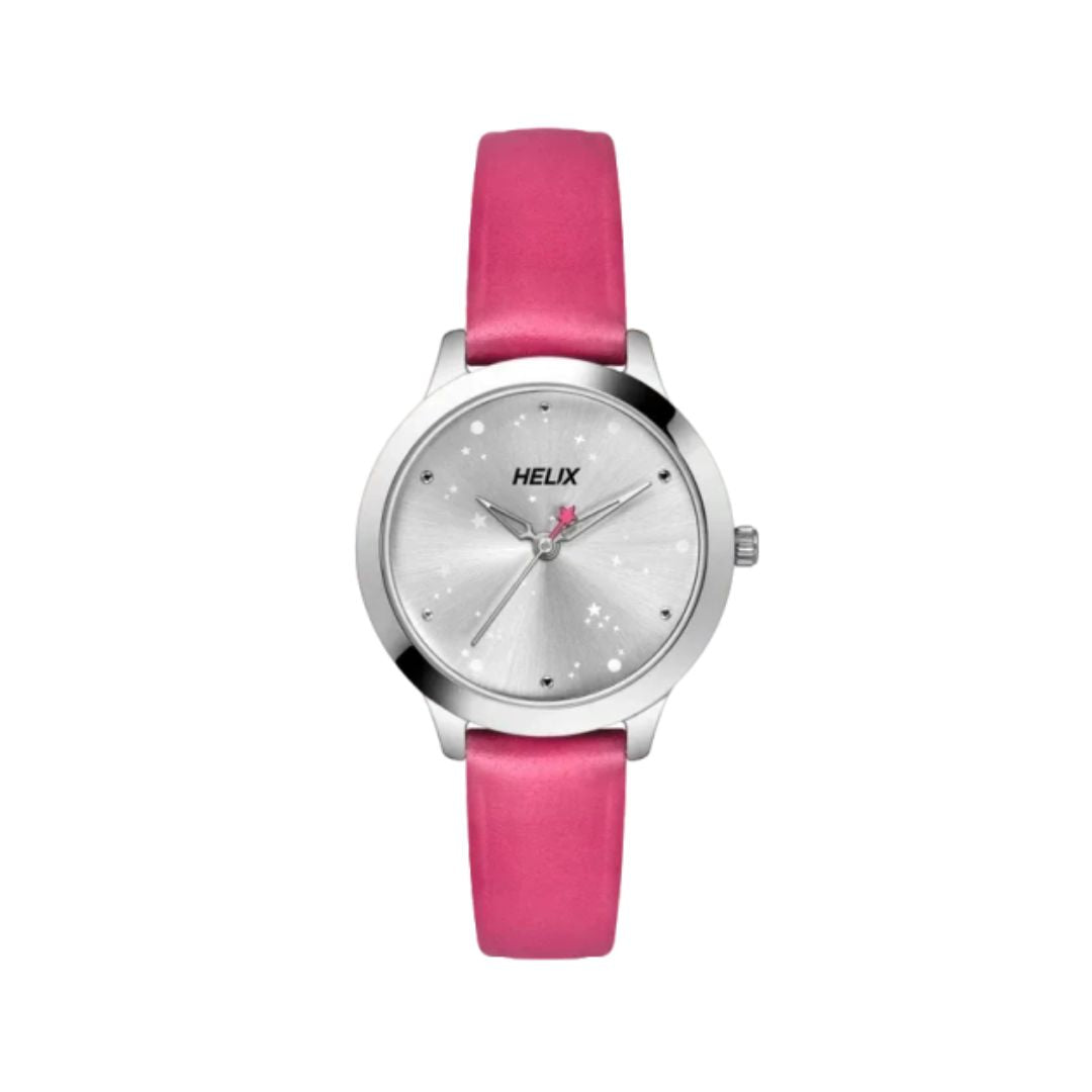 Timex TW022HL29 Helix Silver Round Analog Leather Watch Women