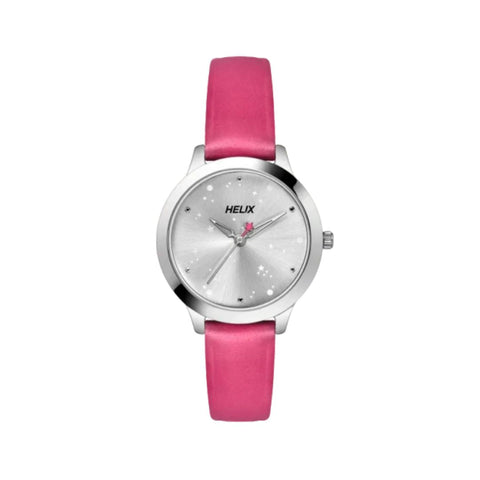 Timex TW022HL29 Helix Silver Round Analog Leather Watch Women