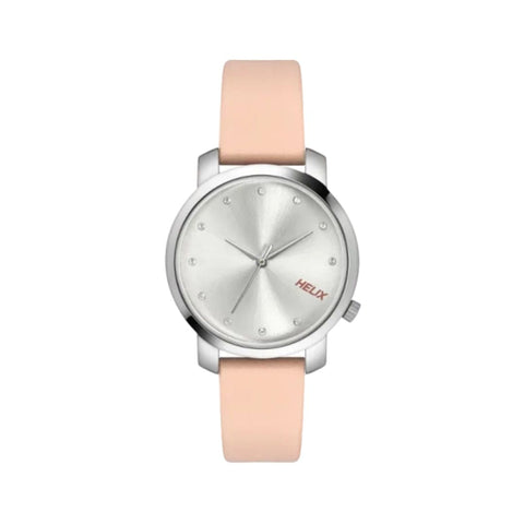 Timex TW032HL32 Helix Silver Round Analog Leather Watch Women