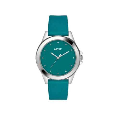 Timex TW035HL12 Helix Green Round Analog Leather Watch Women
