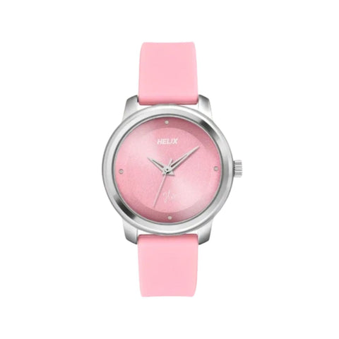 Timex TW048HL14 Helix Pink Round Analog Silicone Watch Women