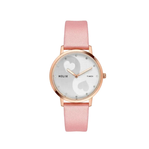 Timex TW056HL06T Helix Silver Round Analog Leather Watch