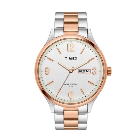 Timex TWEG18423 Men Analog Silver Round Brass Dial Watch