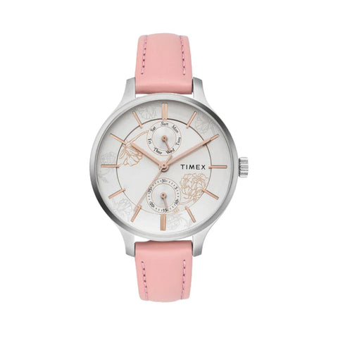Timex TWEL14822 Women Multifunction Silver Round Brass Dial Watch