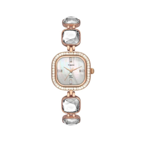 Timex TWEL17105 Fria Women Off White Square Analog Watch