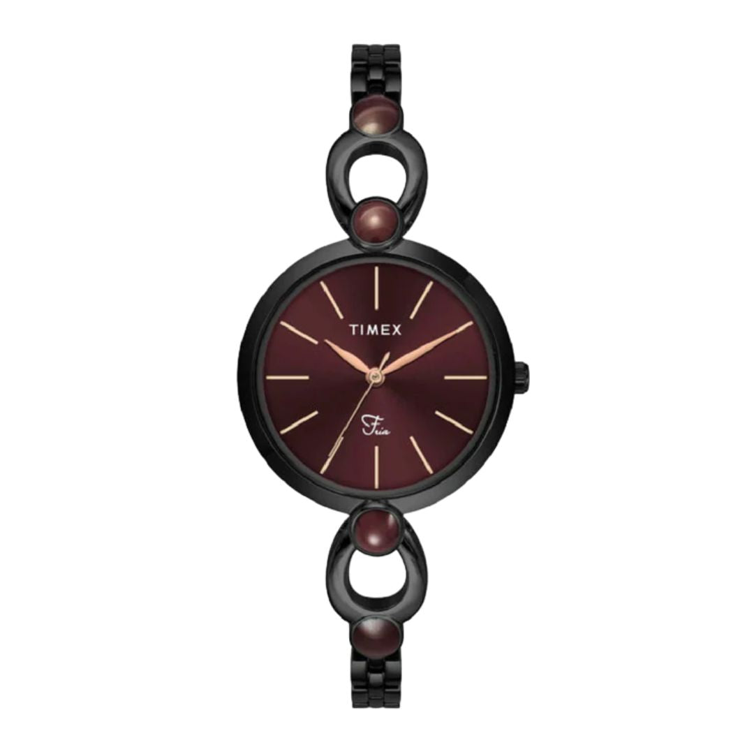 Timex TWEL18107 Fria Women Maroon Round Dial Analog Watch