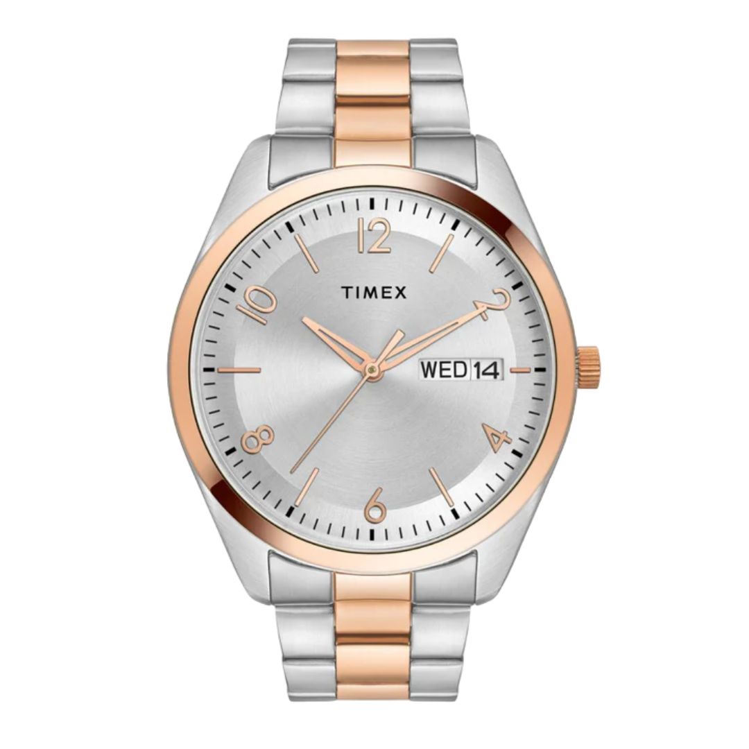Timex TWTG10405 Men Silver Round Analog Brass Dial Watch